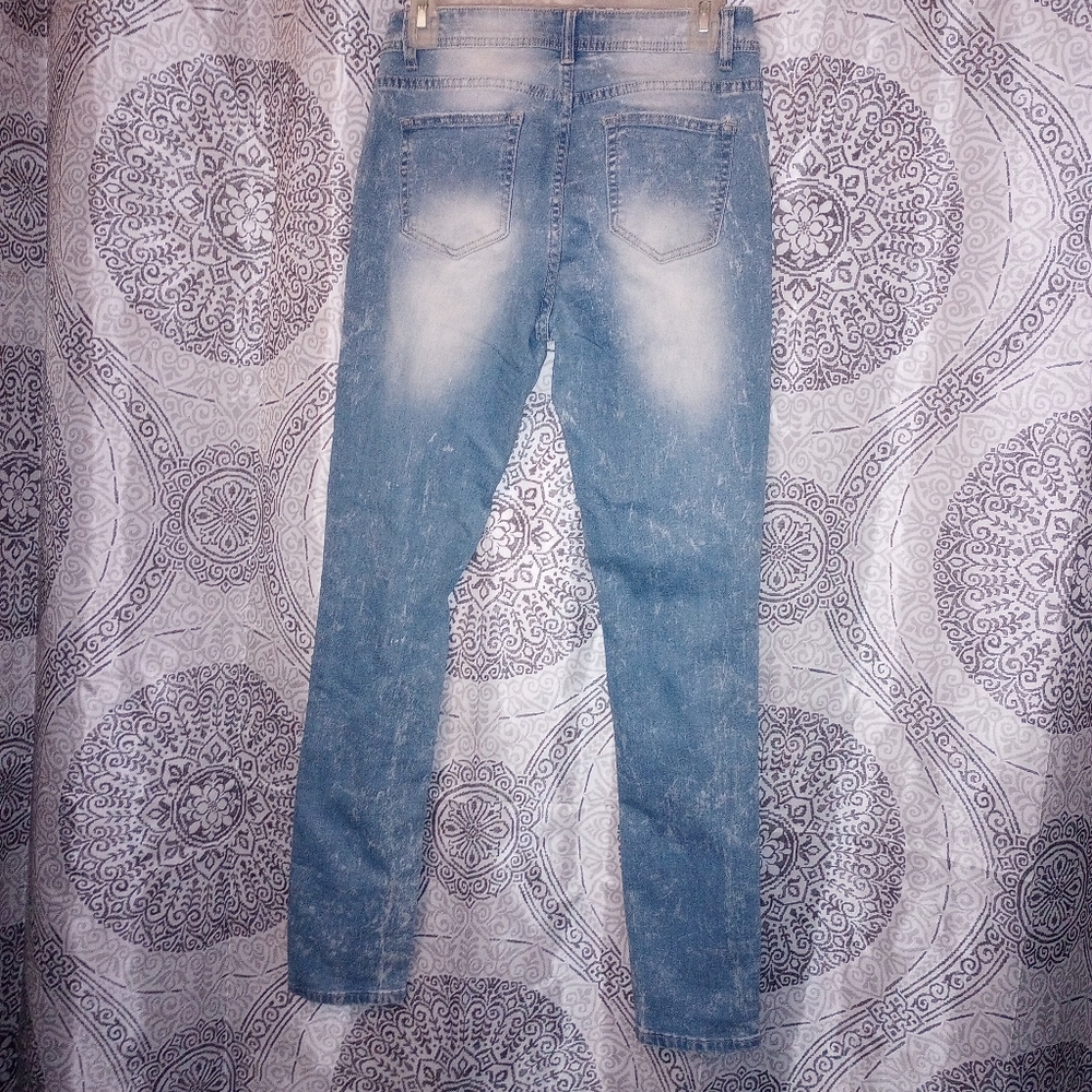 NWT Blue Topic Distressed Patchwork Paint Slapper SkinnyLeg Jeans Size Junior5/6 - Picture 9 of 12